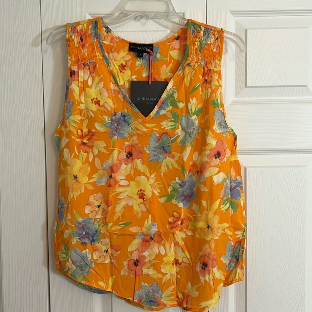 Cynthia Rowley Size Small Floral Tropical Sleeveless Blouse